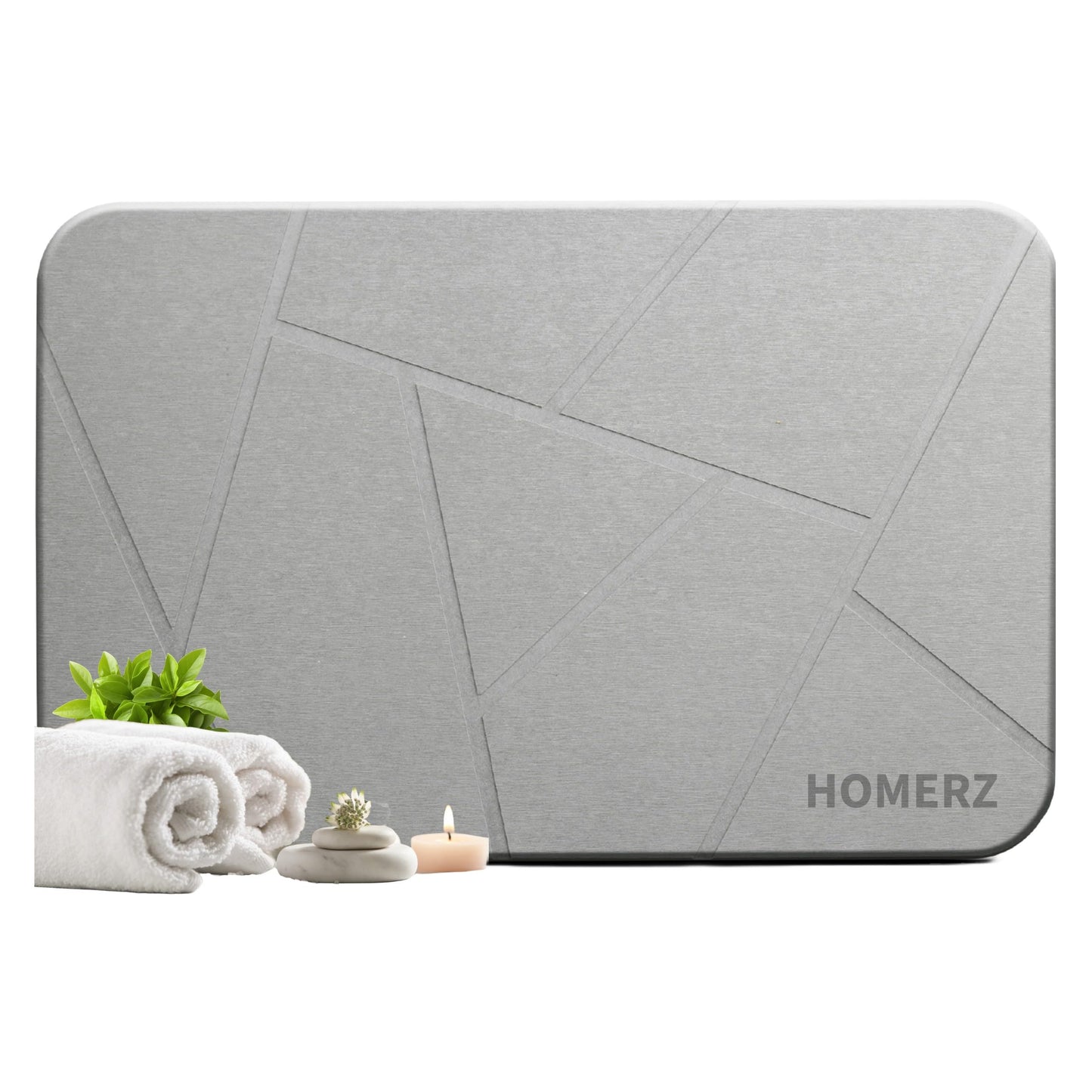 Homerz Stone Bath Mat – Premium Diatomaceous Earth Bath Mat, Rock Absorbent Bath Mats for Bathroom, Modern Stone Drying Mat, Shower Mat Outside Shower, Tapetes para Baño 23.6"x15.3"