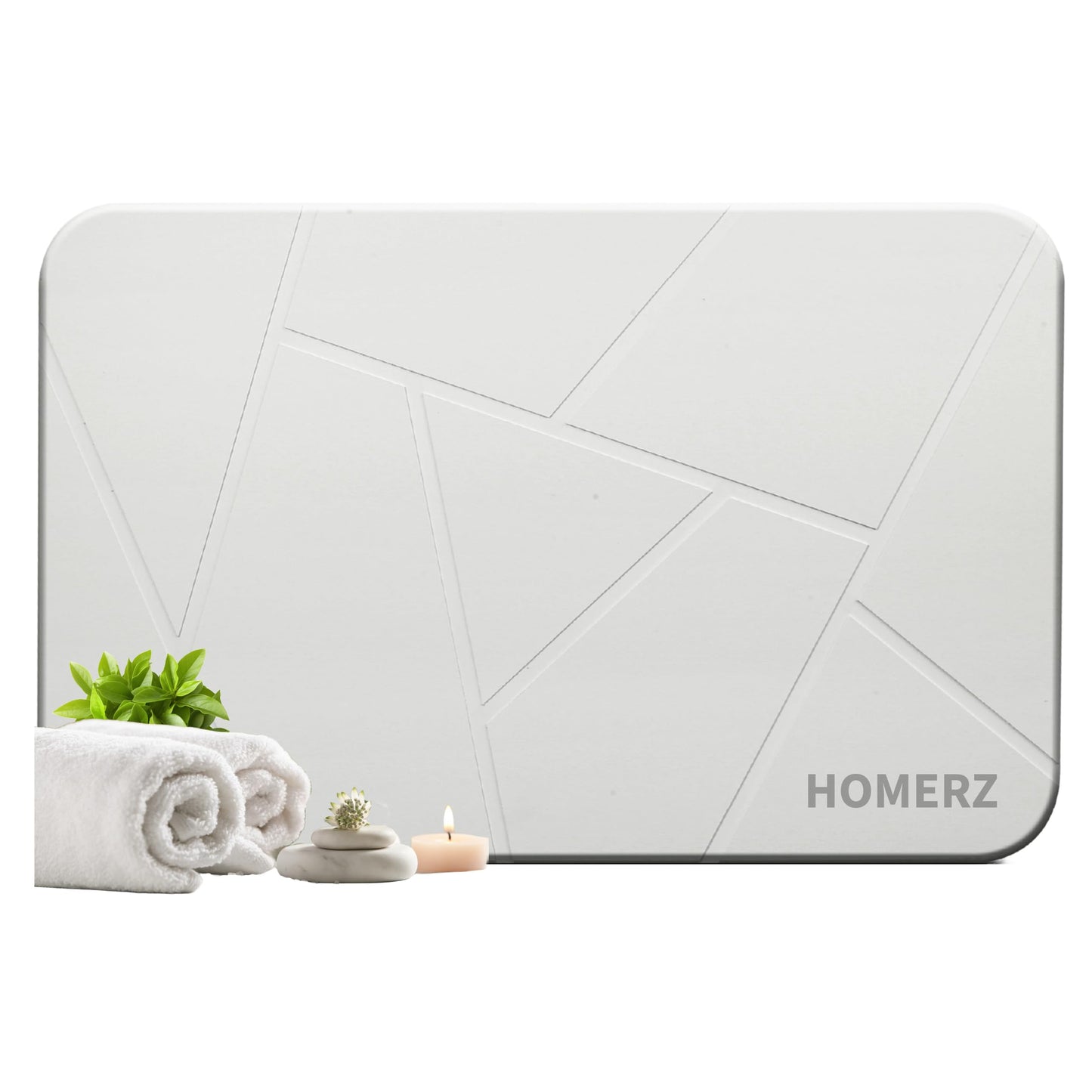 Homerz Stone Bath Mat – Premium Diatomaceous Earth Bath Mat, Rock Absorbent Bath Mats for Bathroom, Modern Stone Drying Mat, Shower Mat Outside Shower, Tapetes para Baño 23.6"x15.3"