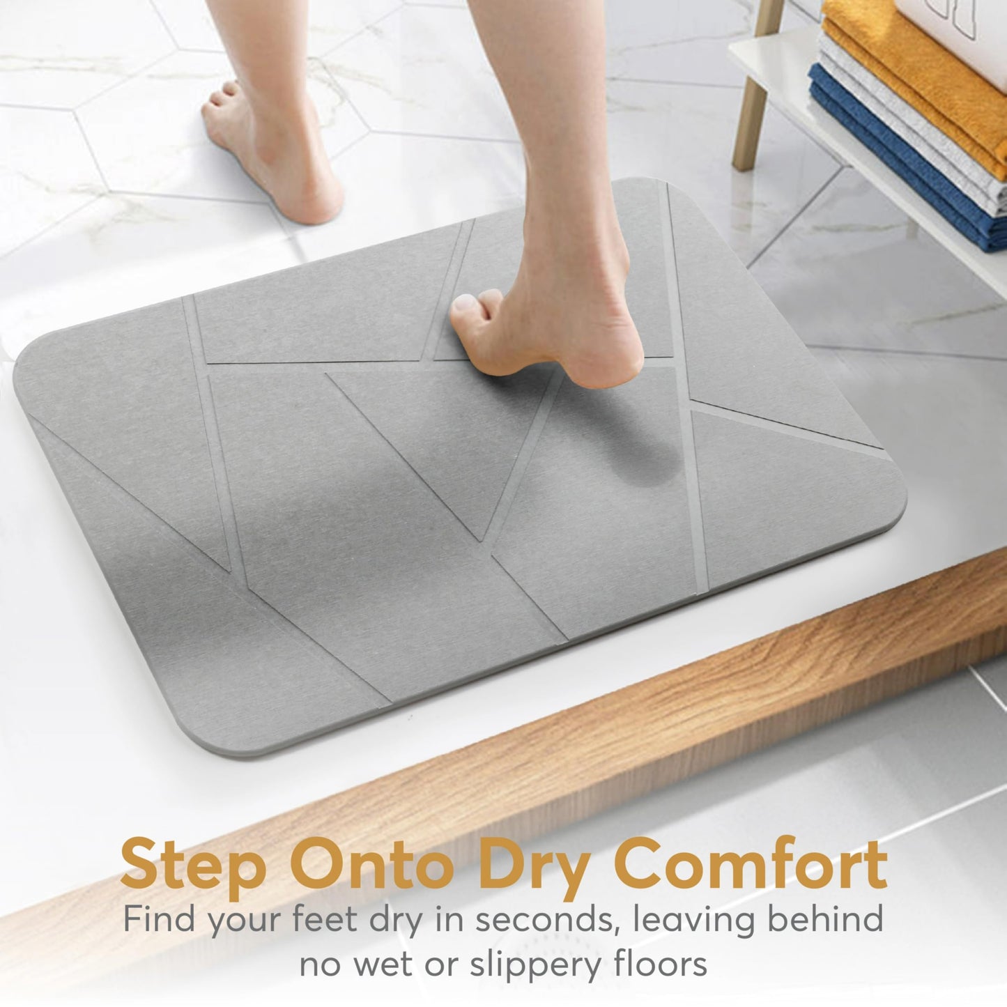Homerz Stone Bath Mat – Premium Diatomaceous Earth Bath Mat, Rock Absorbent Bath Mats for Bathroom, Modern Stone Drying Mat, Shower Mat Outside Shower, Tapetes para Baño 23.6"x15.3"