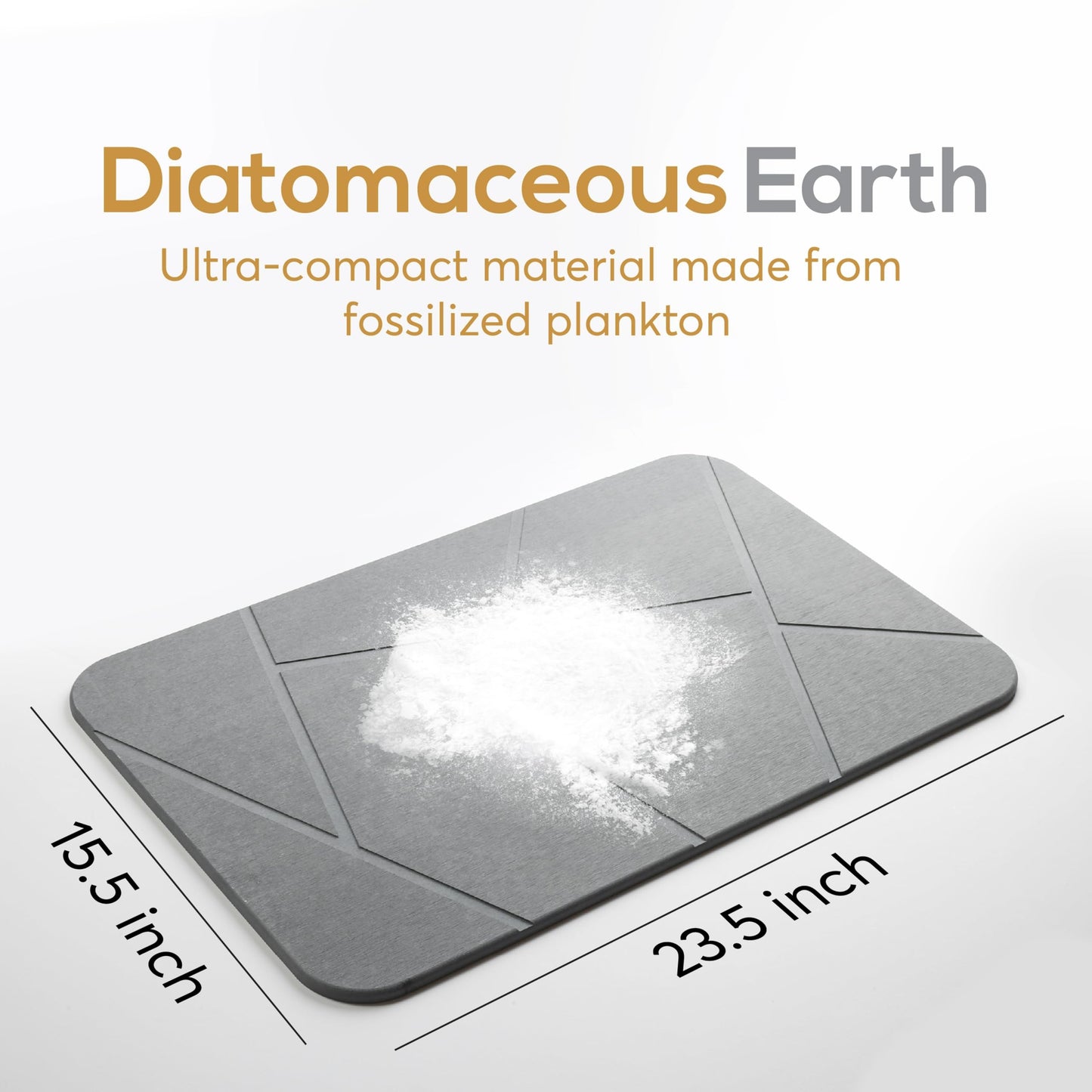 Homerz Stone Bath Mat – Premium Diatomaceous Earth Bath Mat, Rock Absorbent Bath Mats for Bathroom, Modern Stone Drying Mat, Shower Mat Outside Shower, Tapetes para Baño 23.6"x15.3"