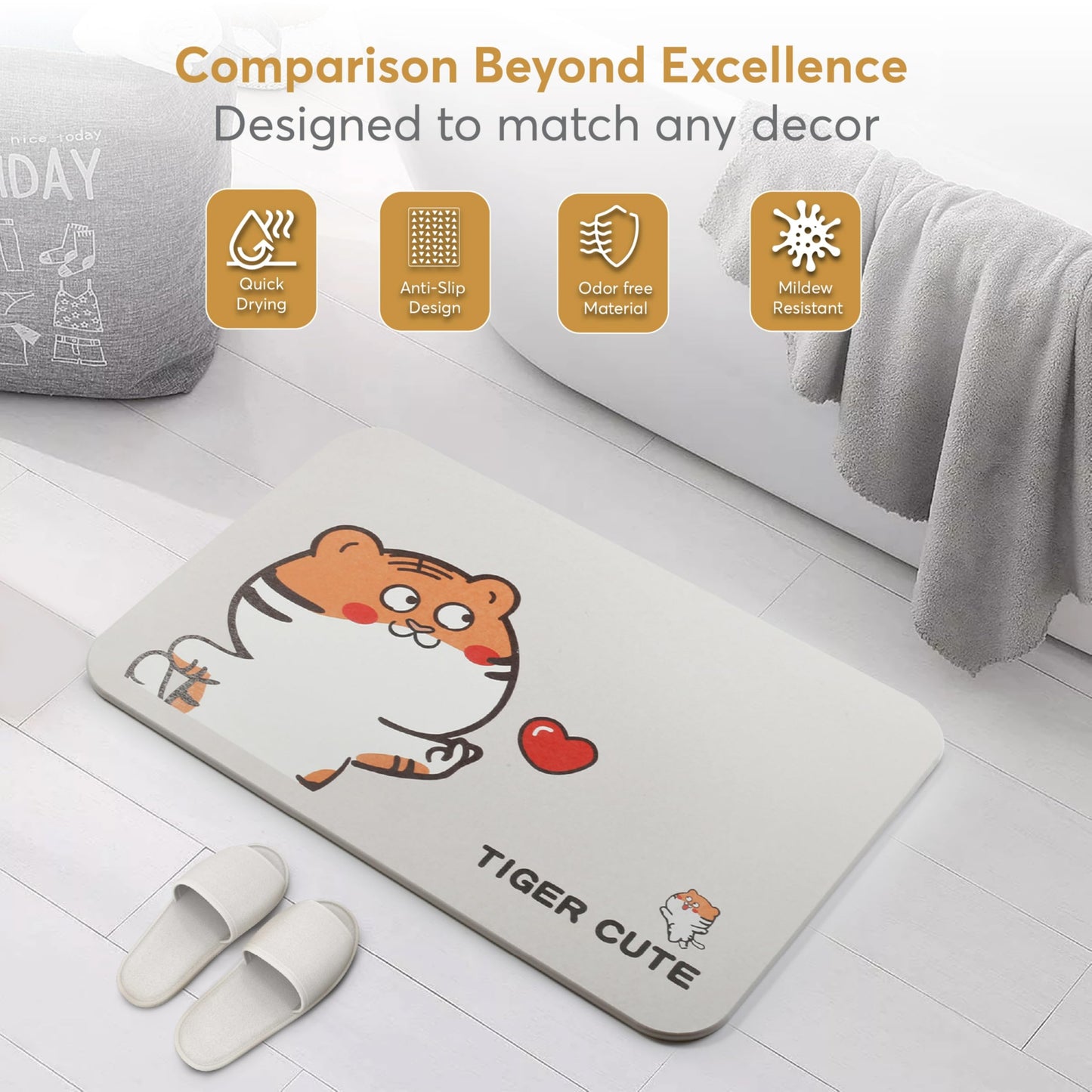 Homerz Stone Bath Mat – Premium Diatomaceous Earth Bath Mat, Rock Absorbent Bath Mats for Bathroom, Modern Stone Drying Mat, Shower Mat Outside Shower, Tapetes para Baño 23.6"x15.3"
