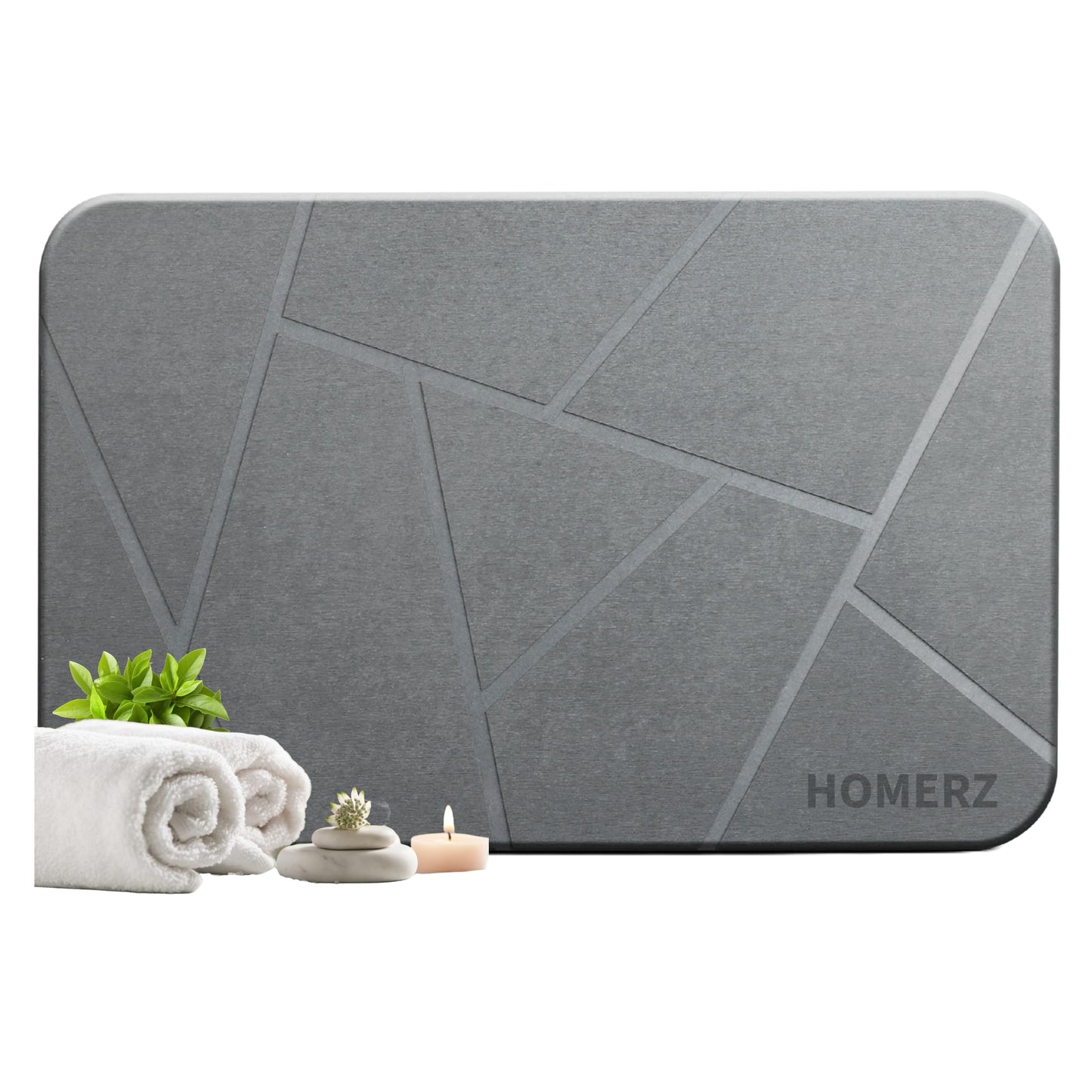 Homerz Stone Bath Mat – Premium Diatomaceous Earth Bath Mat, Rock Absorbent Bath Mats for Bathroom, Modern Stone Drying Mat, Shower Mat Outside Shower, Tapetes para Baño 23.6"x15.3"