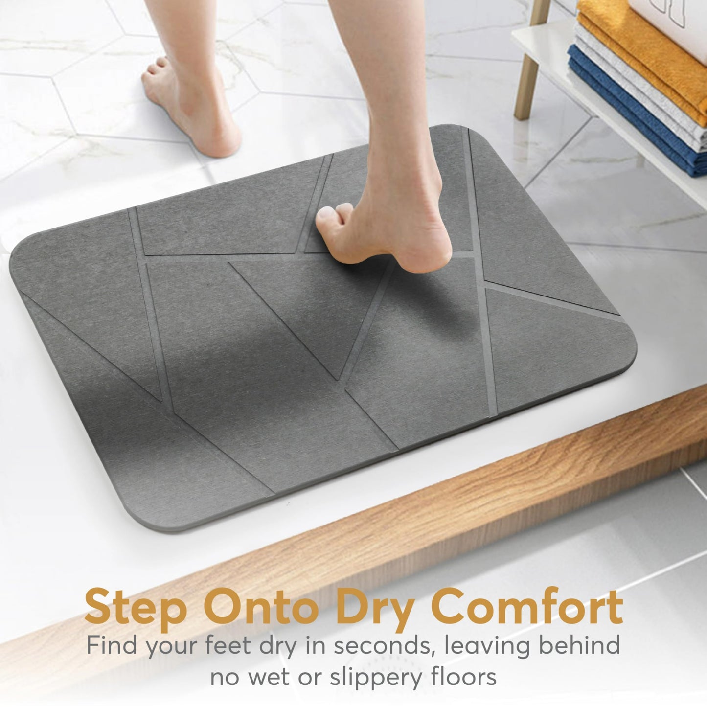 Homerz Stone Bath Mat – Premium Diatomaceous Earth Bath Mat, Rock Absorbent Bath Mats for Bathroom, Modern Stone Drying Mat, Shower Mat Outside Shower, Tapetes para Baño 23.6"x15.3"