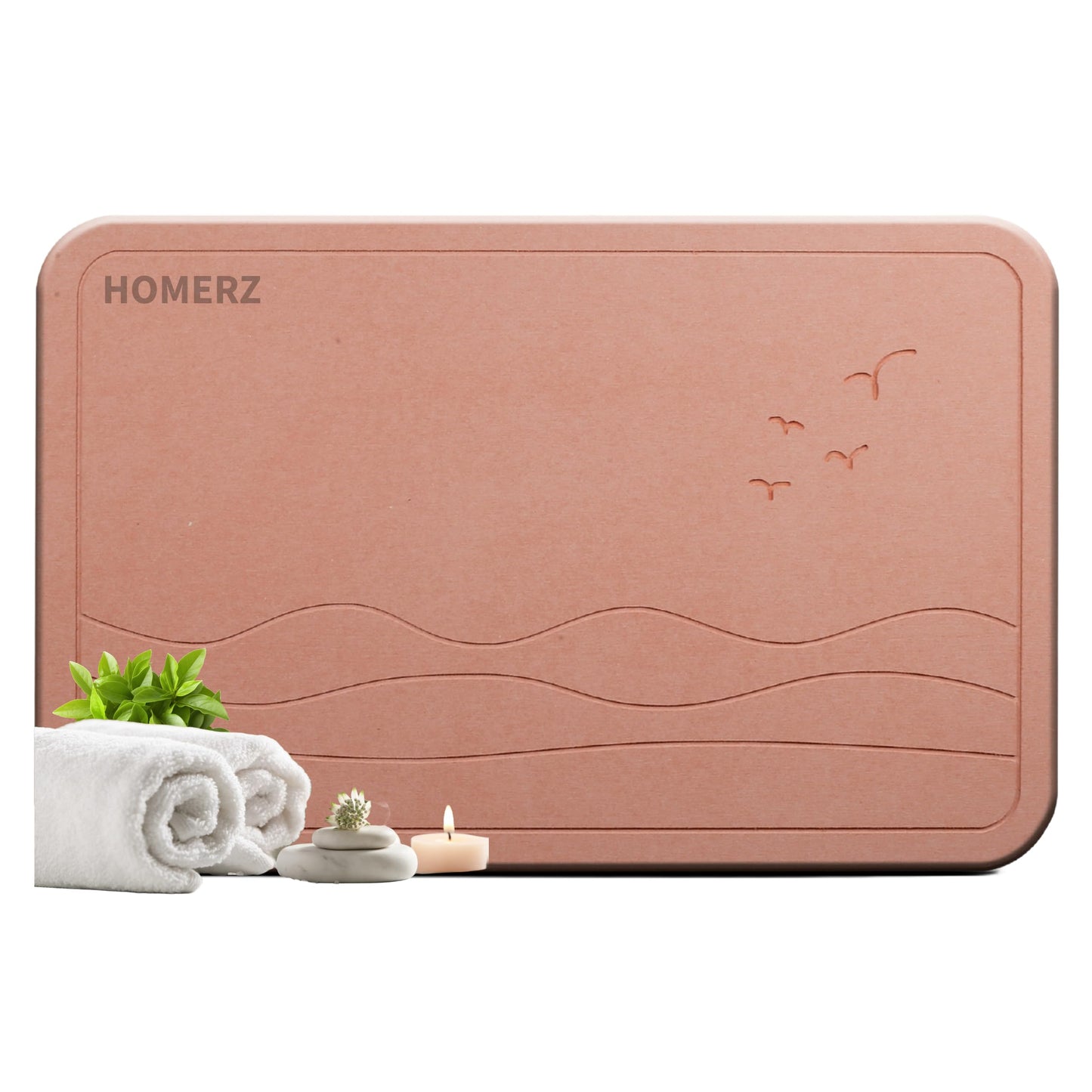 Homerz Stone Bath Mat – Premium Diatomaceous Earth Bath Mat, Rock Absorbent Bath Mats for Bathroom, Modern Stone Drying Mat, Shower Mat Outside Shower, Tapetes para Baño 23.6"x15.3"