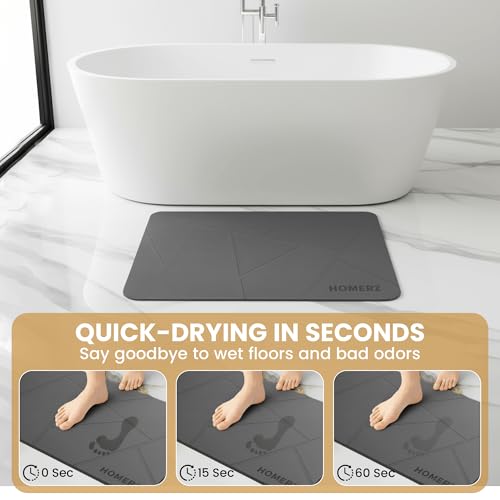 Homerz Stone Bath Mat – Premium Diatomaceous Earth Bath Mat, Rock Absorbent Bath Mats for Bathroom, Modern Stone Drying Mat, Shower Mat Outside Shower, Tapetes para Baño 23.6"x15.3"