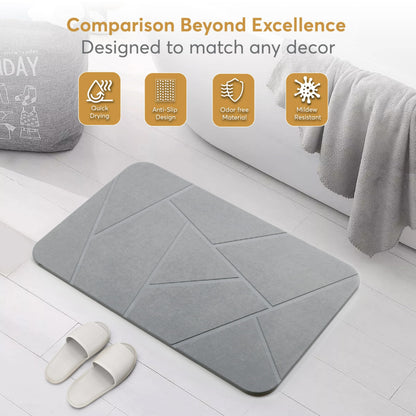 Homerz Stone Bath Mat – Premium Diatomaceous Earth Bath Mat, Rock Absorbent Bath Mats for Bathroom, Modern Stone Drying Mat, Shower Mat Outside Shower, Tapetes para Baño 23.6"x15.3"