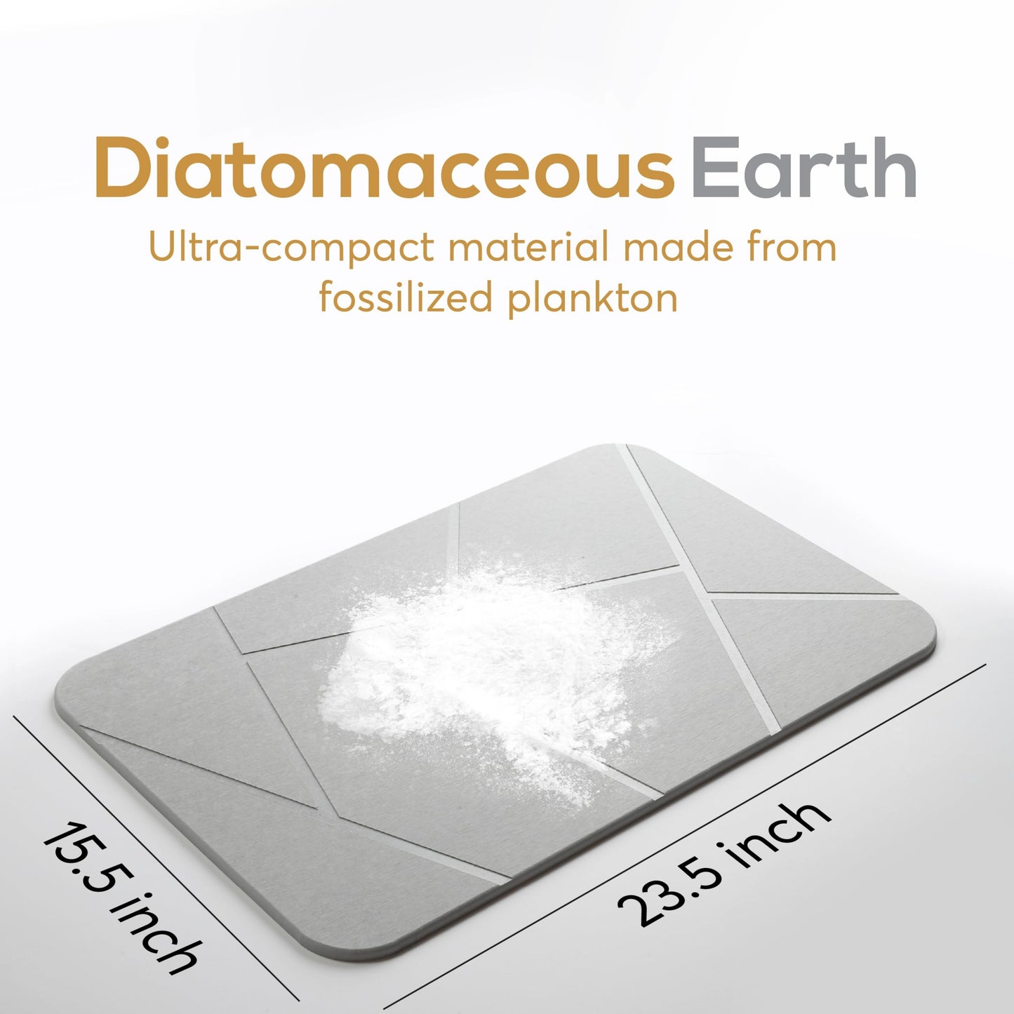 Homerz Stone Bath Mat – Premium Diatomaceous Earth Bath Mat, Rock Absorbent Bath Mats for Bathroom, Modern Stone Drying Mat, Shower Mat Outside Shower, Tapetes para Baño 23.6"x15.3"
